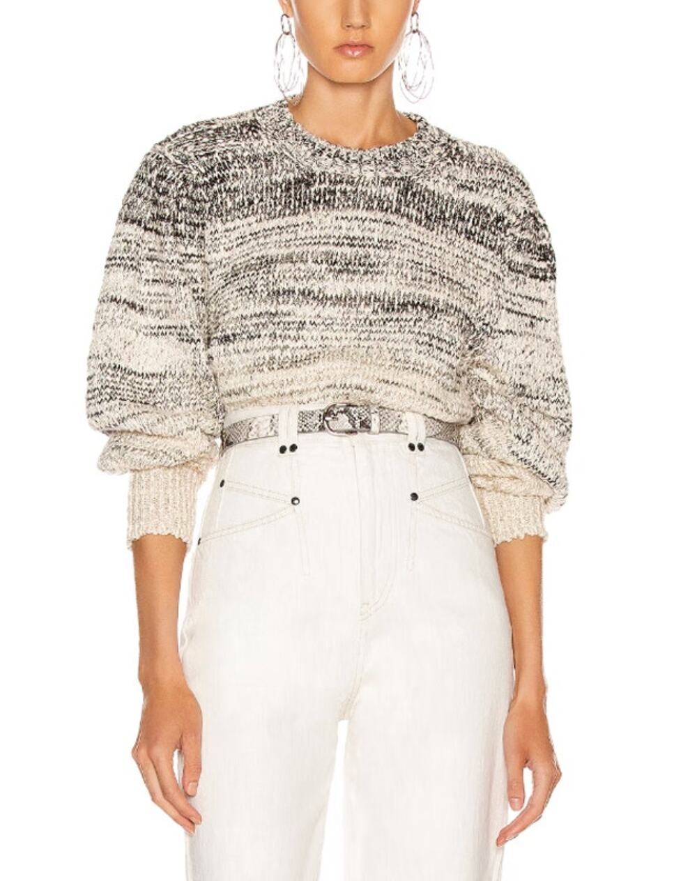 Isabel Marant Etoile Pleane Marled Ombre Knit Puff Sleeve Sweater